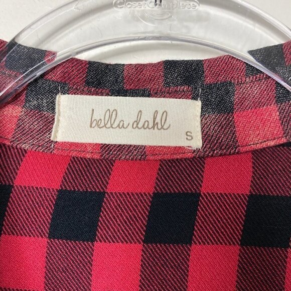 Anthropologie Bella Dahl Distressed Red Plaid Button Down Small - Picture 2 of 6